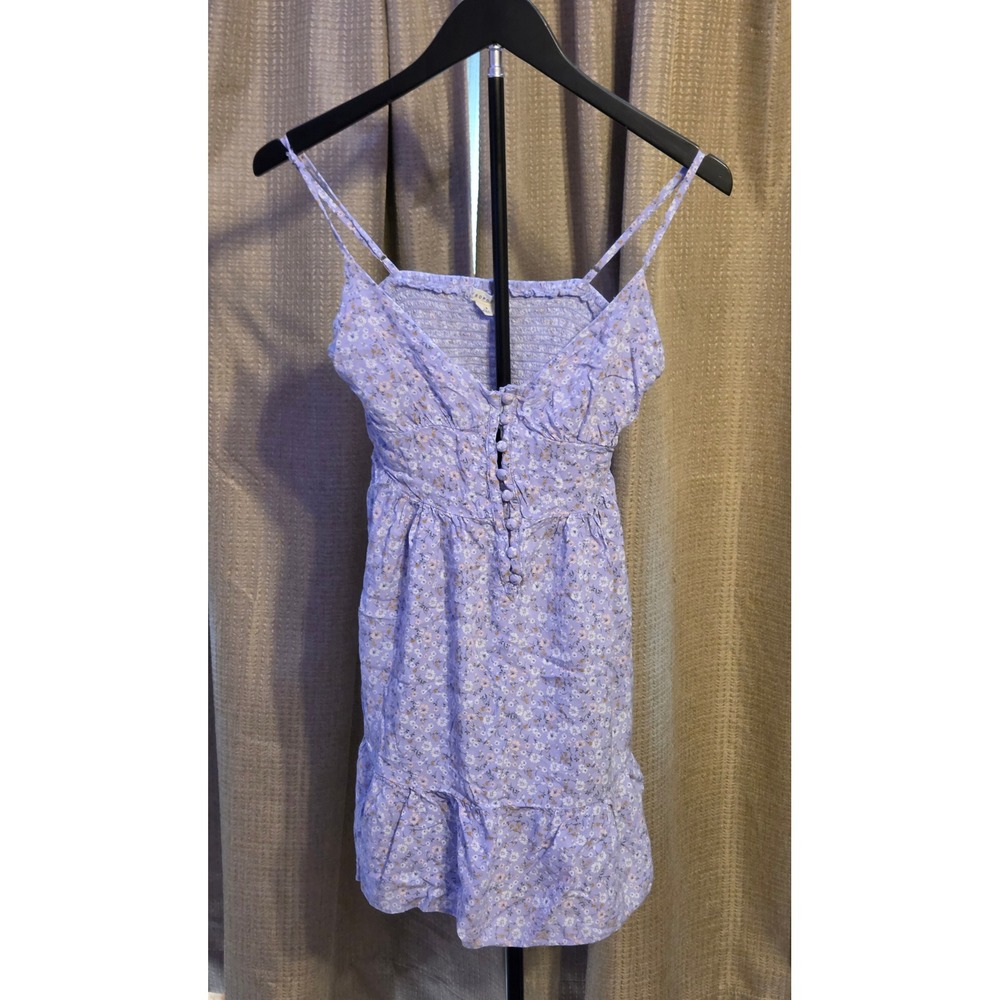 Aeropostale Floral Scoop-Neck Buttoned‎ Babydoll Dress Womens Size Small Purple